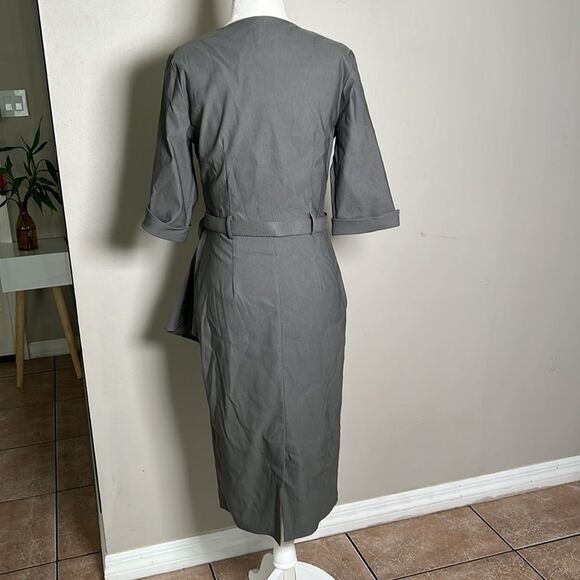 MUXXN V-Neck Belt Waist Formal Pencil Dress - Picture 5 of 12